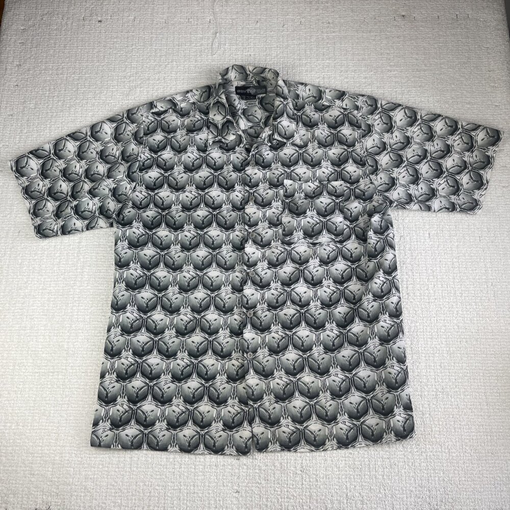 Vintage Southpole Short Sleeve Button Shirt Men's L y2k Psychedelic's AOP (READ)